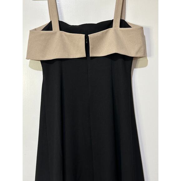 Rue Sophie Aurelia Colorblock Midi Dress Taupe Black Size Medium NWT Chic Dressy - Picture 14 of 16
